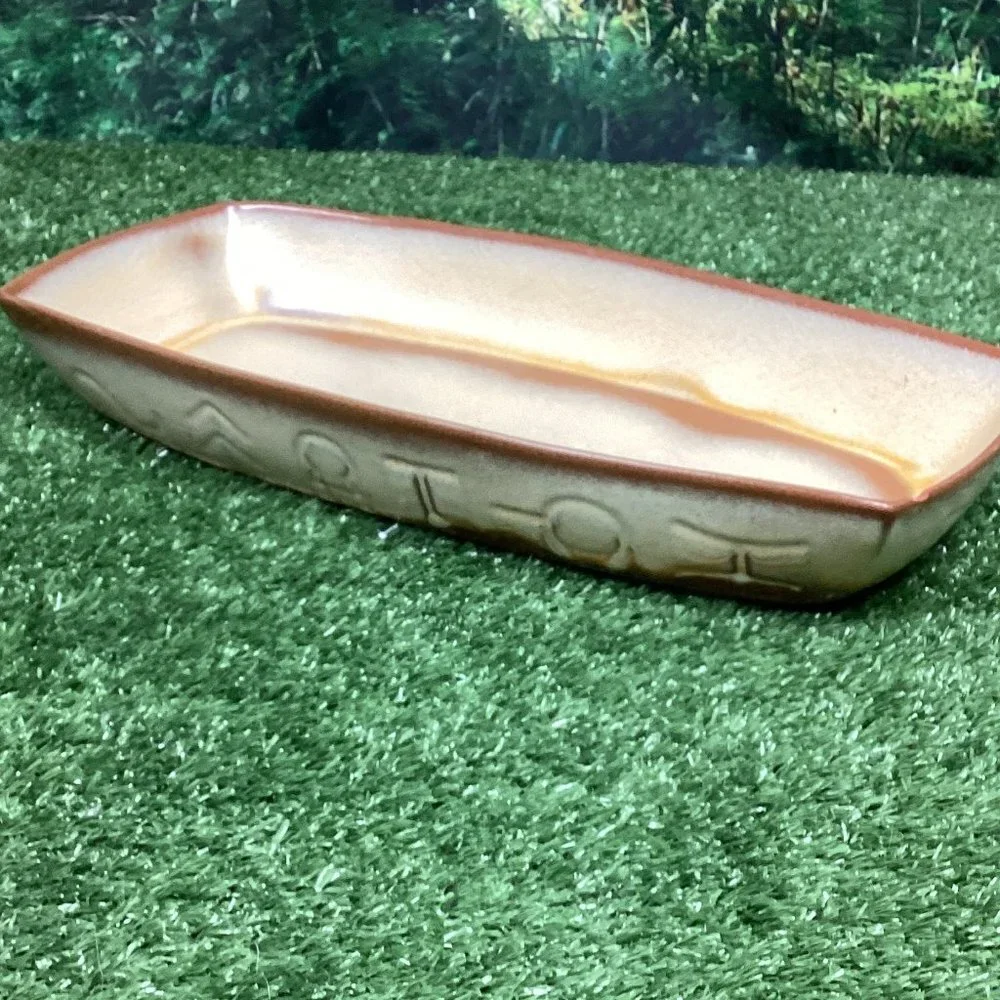 Vintage Frankoma Pottery Serving Dish Platter Desert Gold 94Q
